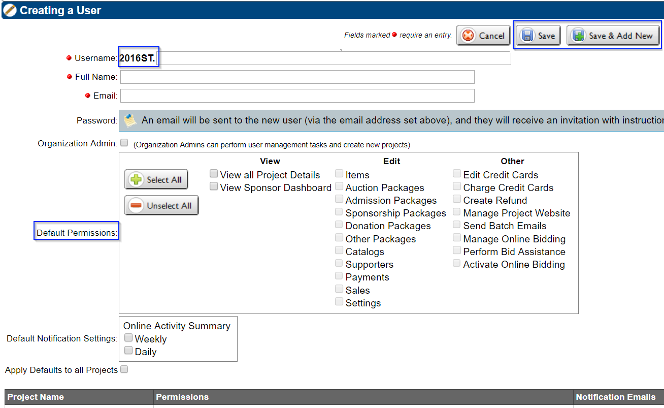 Greater Giving Software - Greater Giving Event Software user account creation screenshot