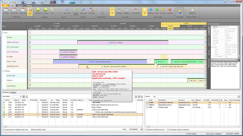 Accura360 Software - Scheduling - gantt view