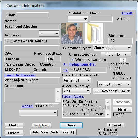 Customer/Lead Info