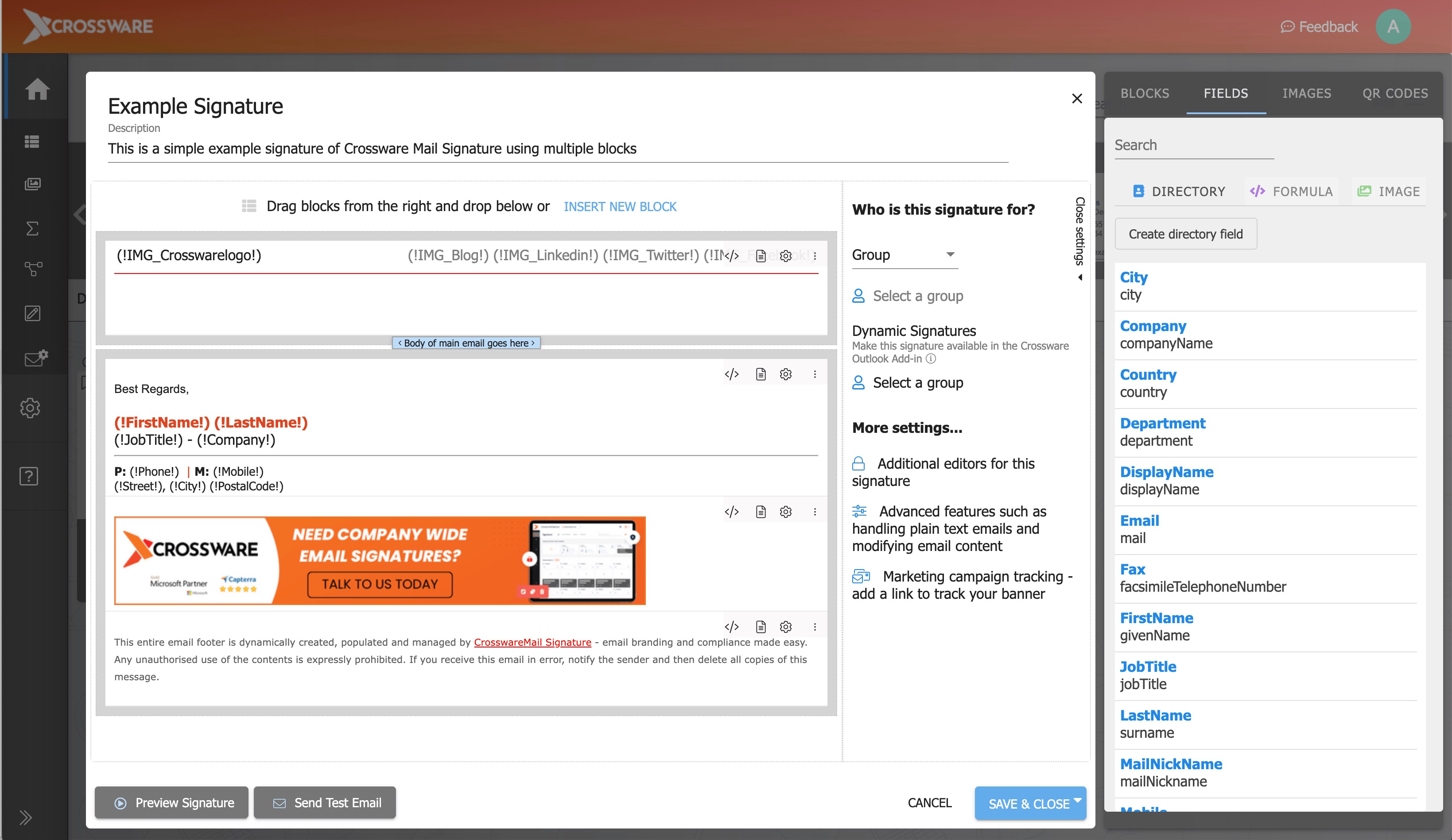 Crossware Email Signature