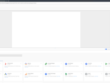 Google Data Studio Software - The drag-and-drop report editor showing the start of a new blank report and the popup panel shown below for creating a new data source to be added