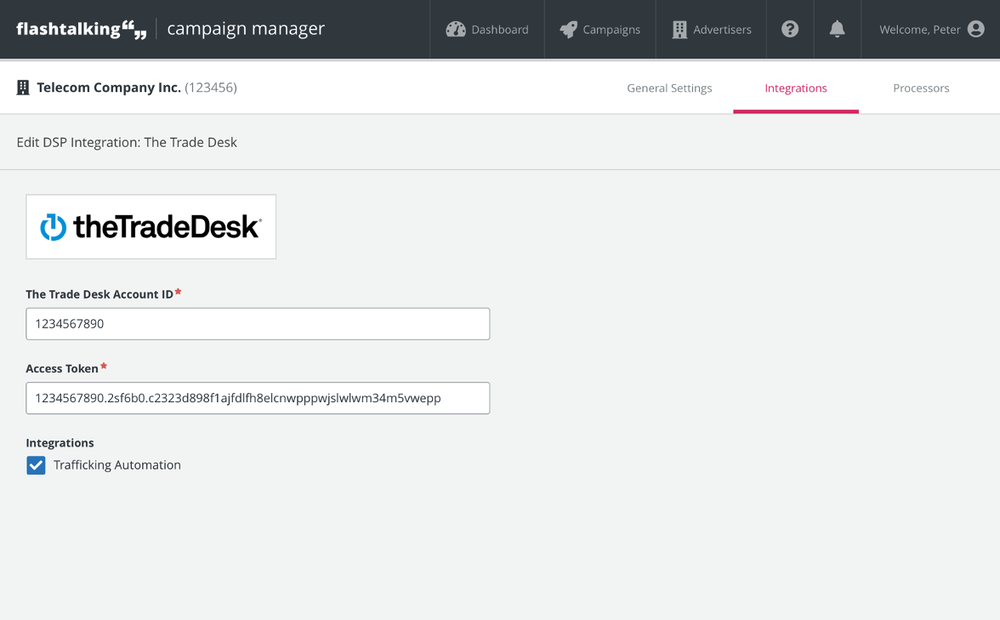Flashtalking screenshot: Flashtalking integrations
