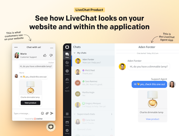 LiveChat screenshot: Chat Widget and Agent App