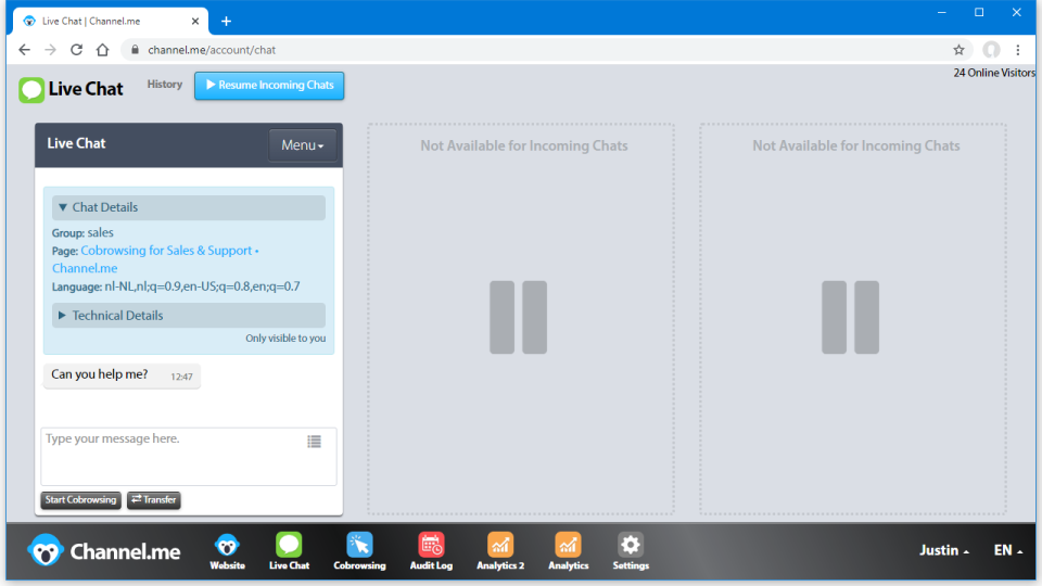 Channel.me Live Chat Software - 3