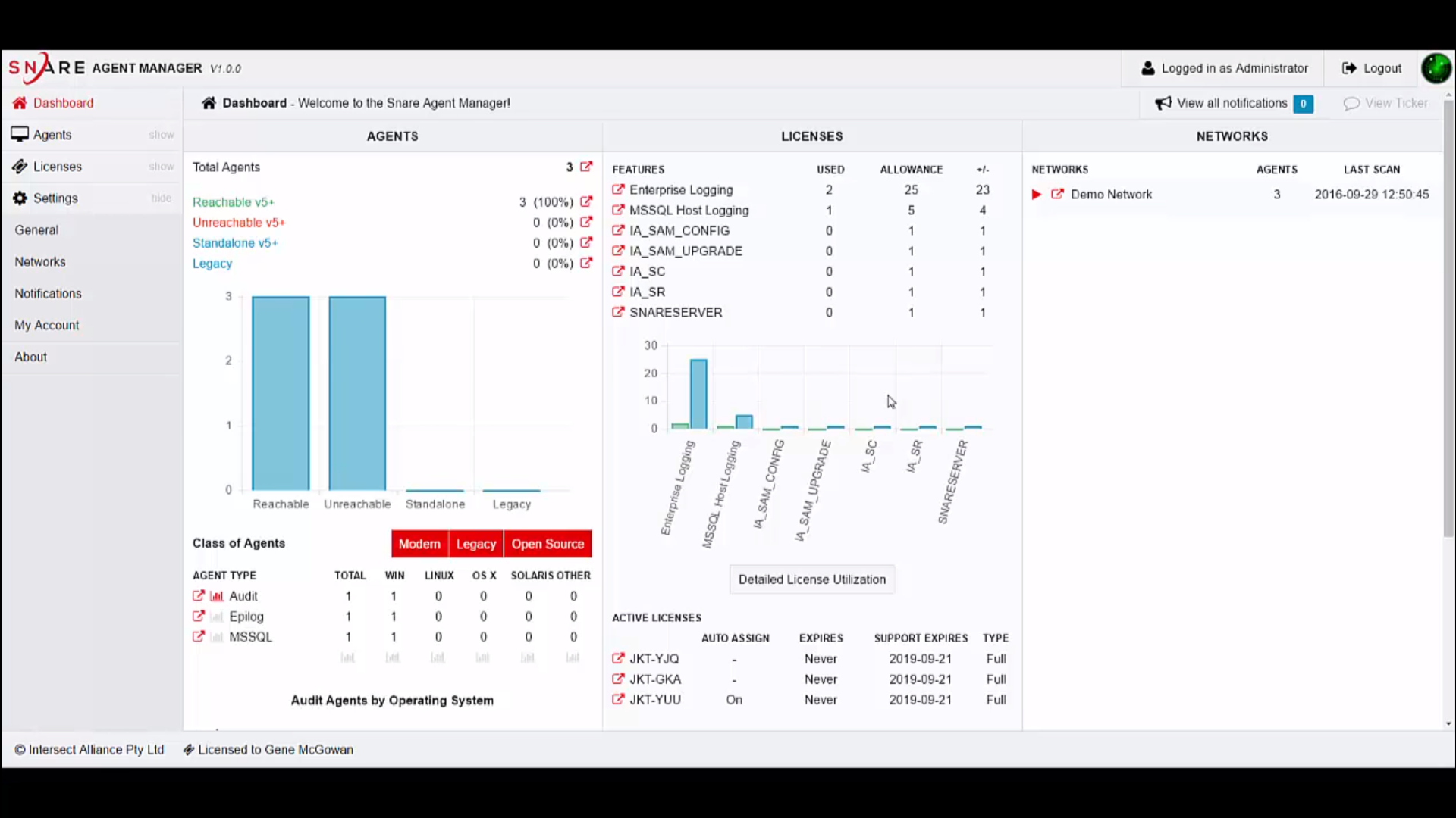 Snare agent manager screenshot