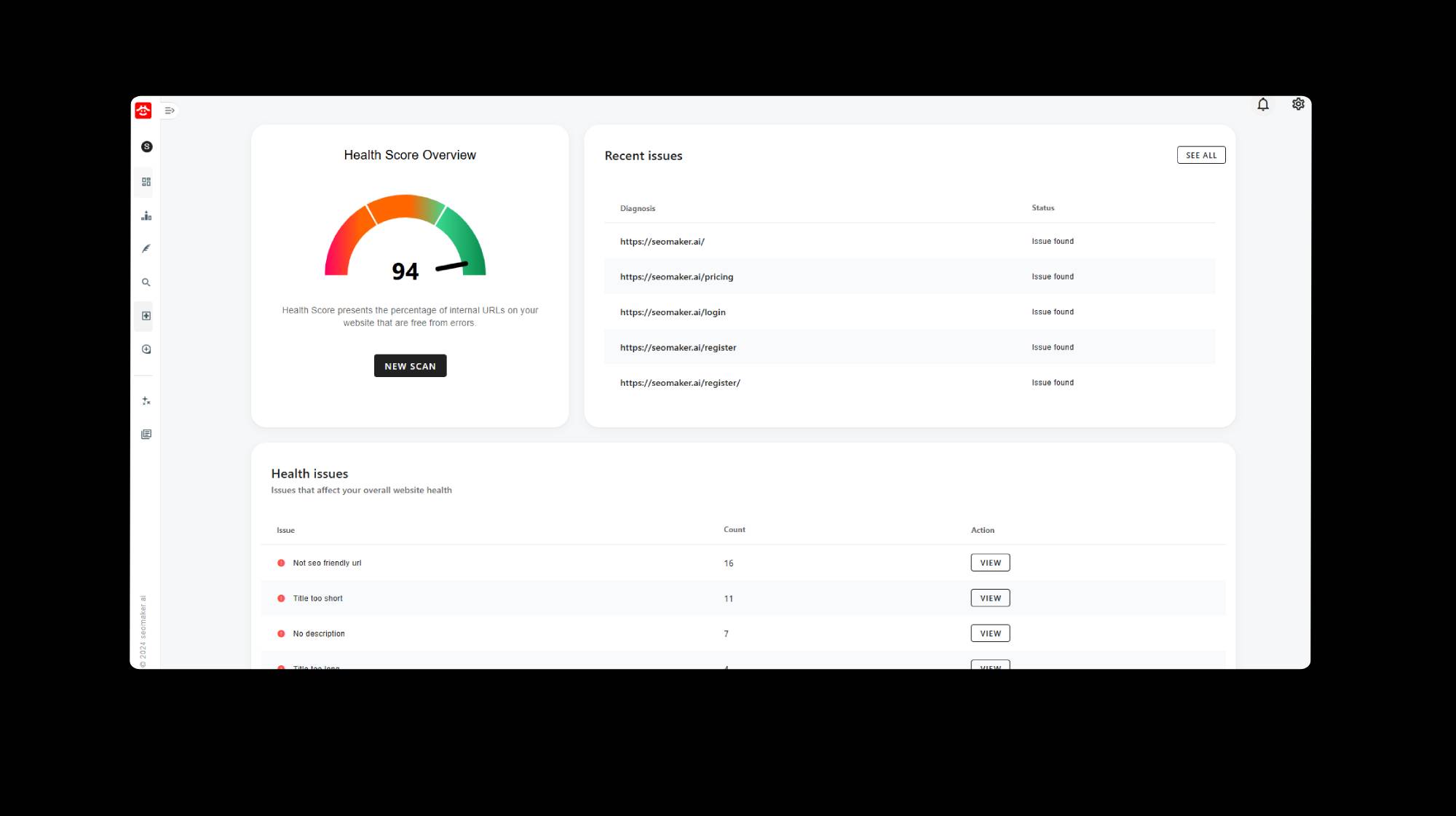 Seomaker Software - Seomaker health score