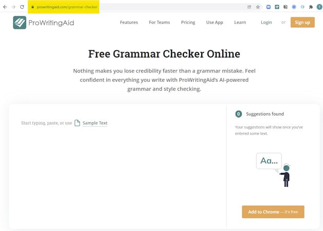 ProWritingAid screenshot: Free Grammar Checker: https://prowritingaid.com/grammar-checker