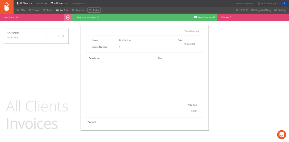 Task Board Client Invoicing
