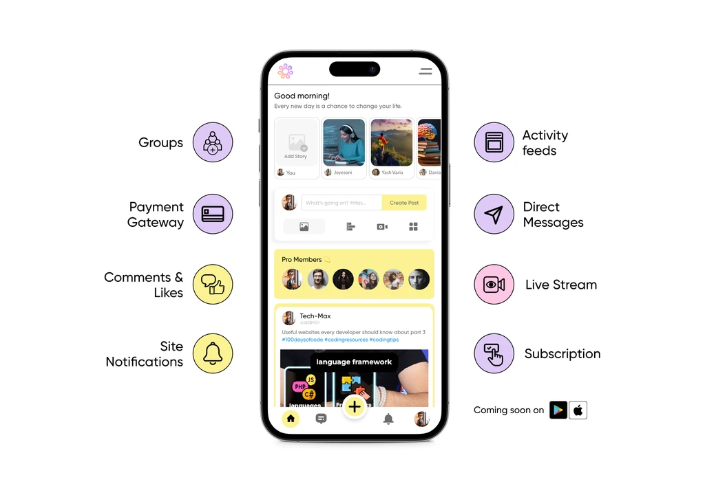 Socially screenshot: One app, multiple communities.