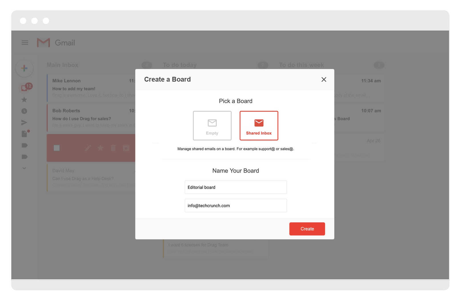 Drag creating a board screenshot