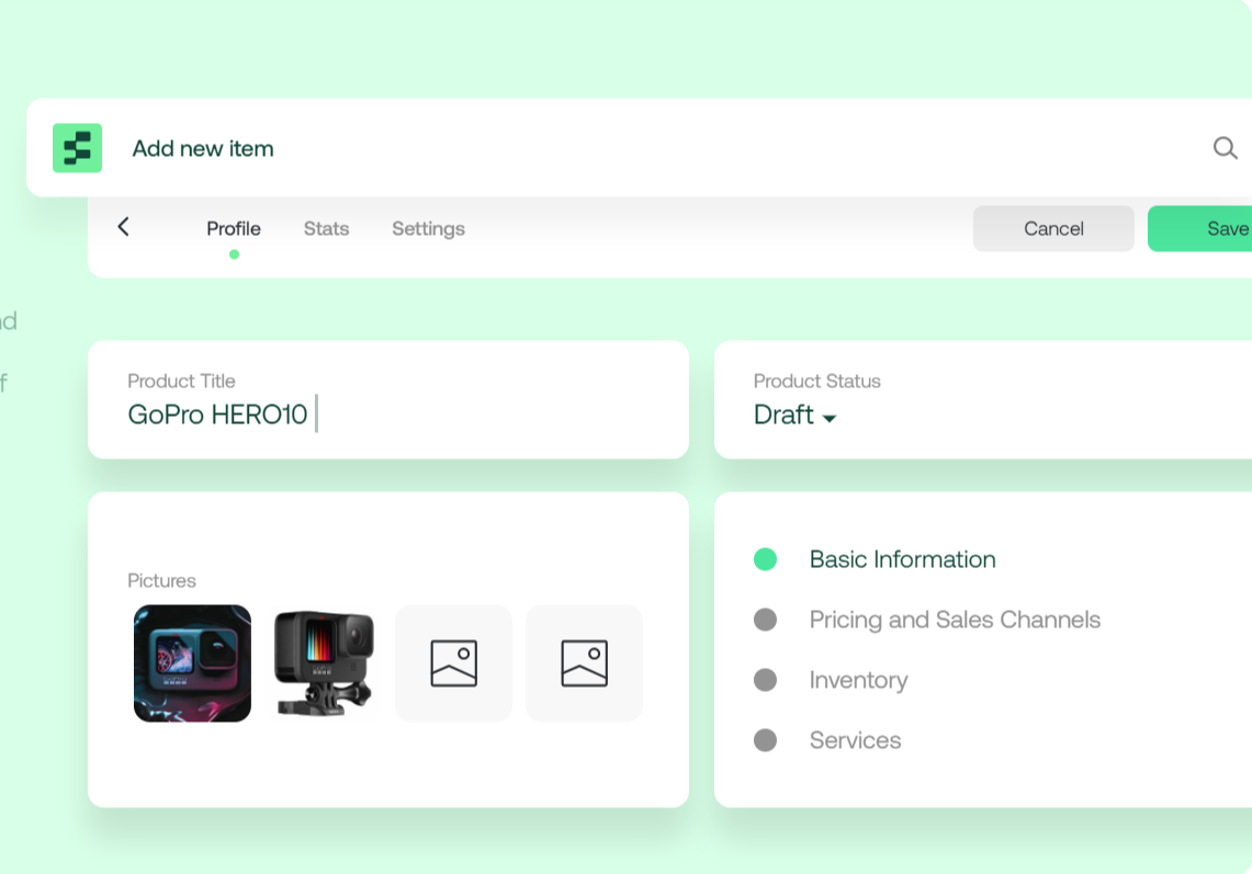Flecto screenshot: Flecto add items