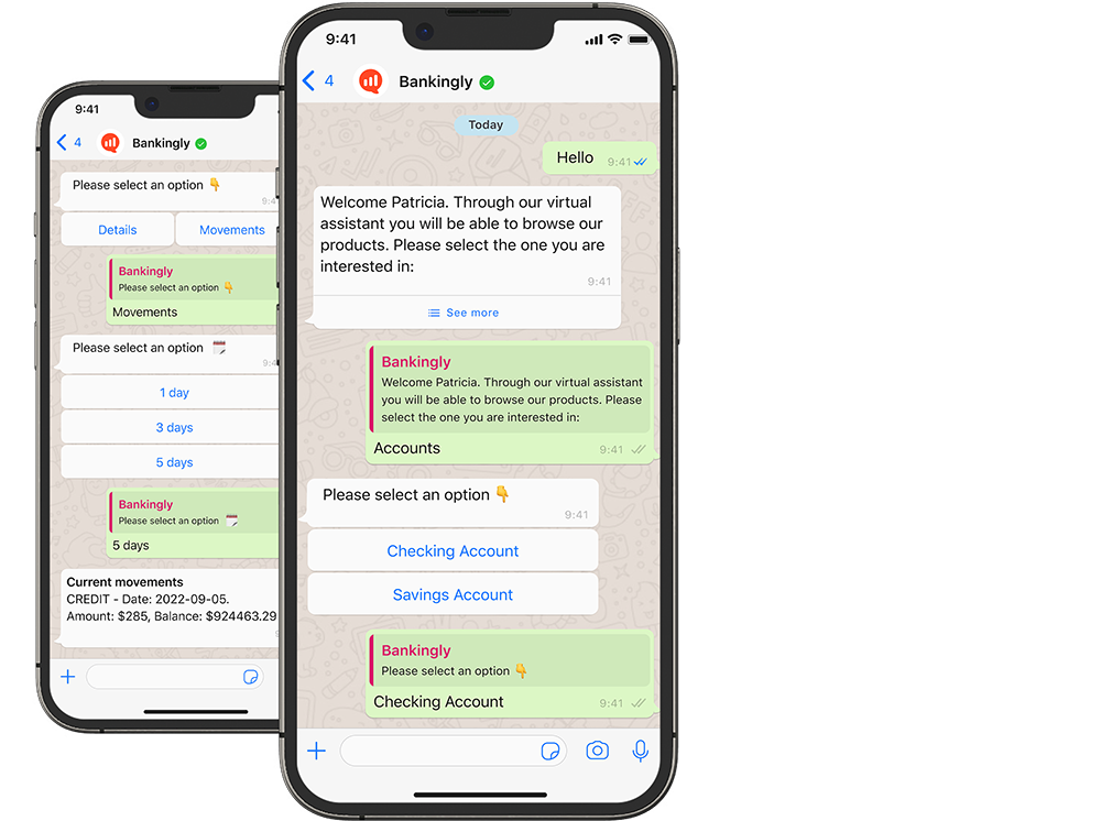 Conversational Banking screenshot: Chatbot - WhatsApp Banking
