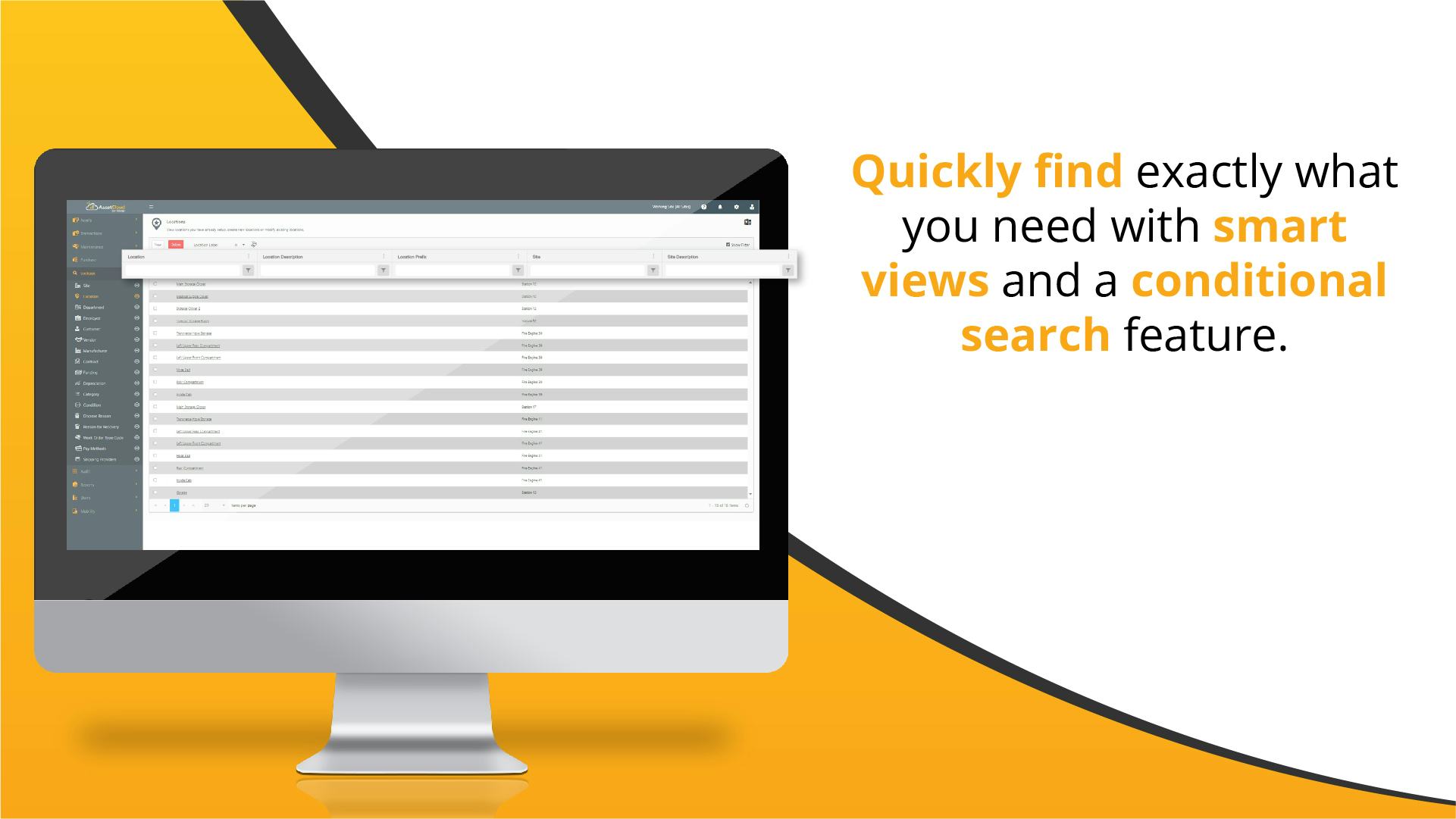 AssetCloud Software - Quickly find exactly what you need with smart views and a conditional search feature