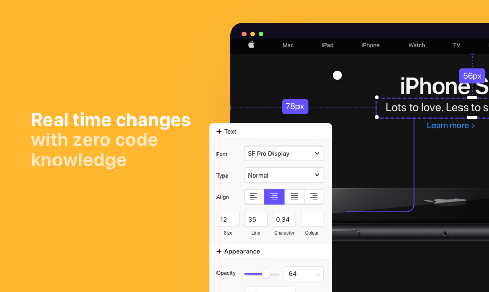 Ruttl's edit feature allows users to make real time design changes without having to know any coding knowledge!