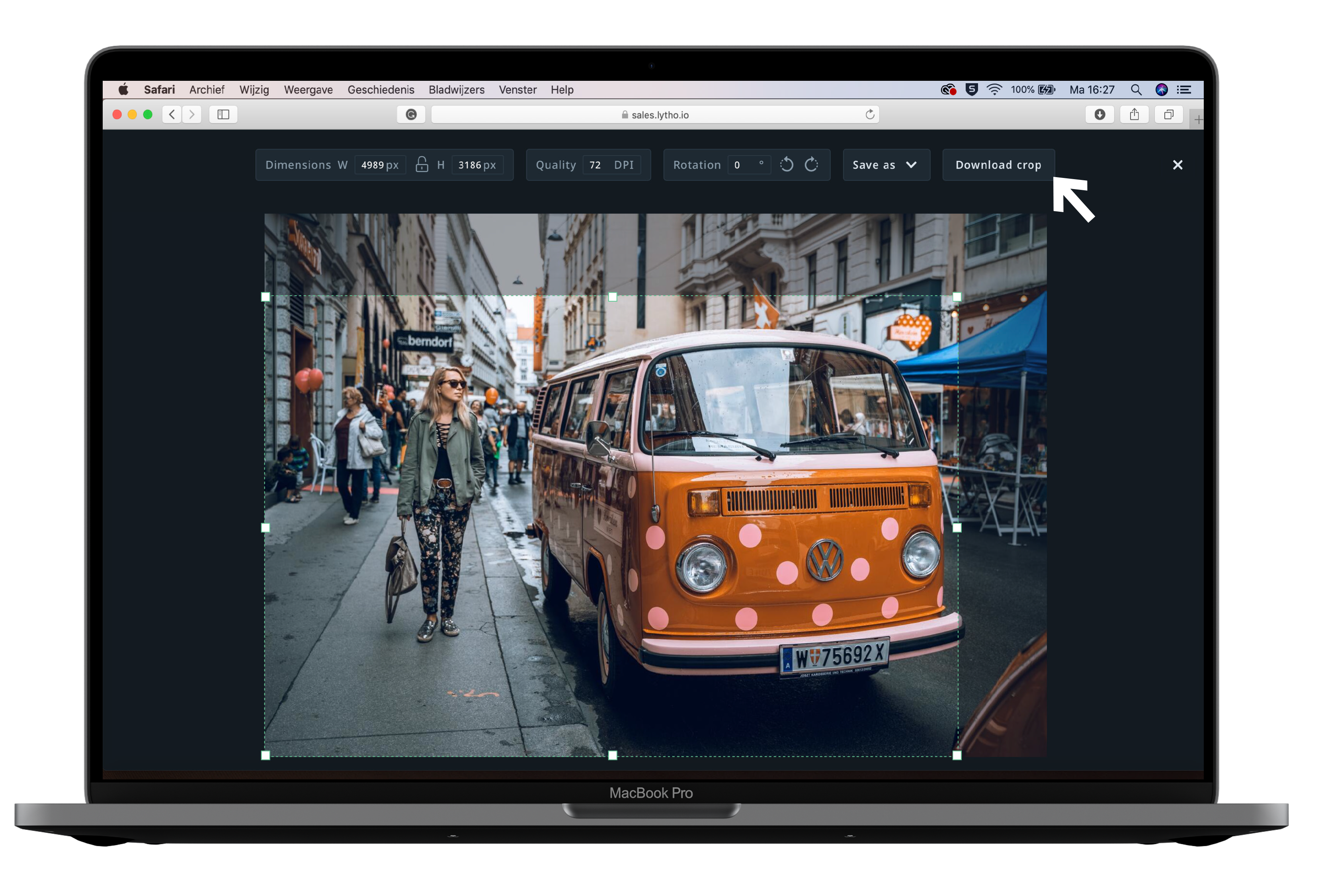 Lytho Digital Asset Management screenshot: Easily resize the image from our Create and Publish