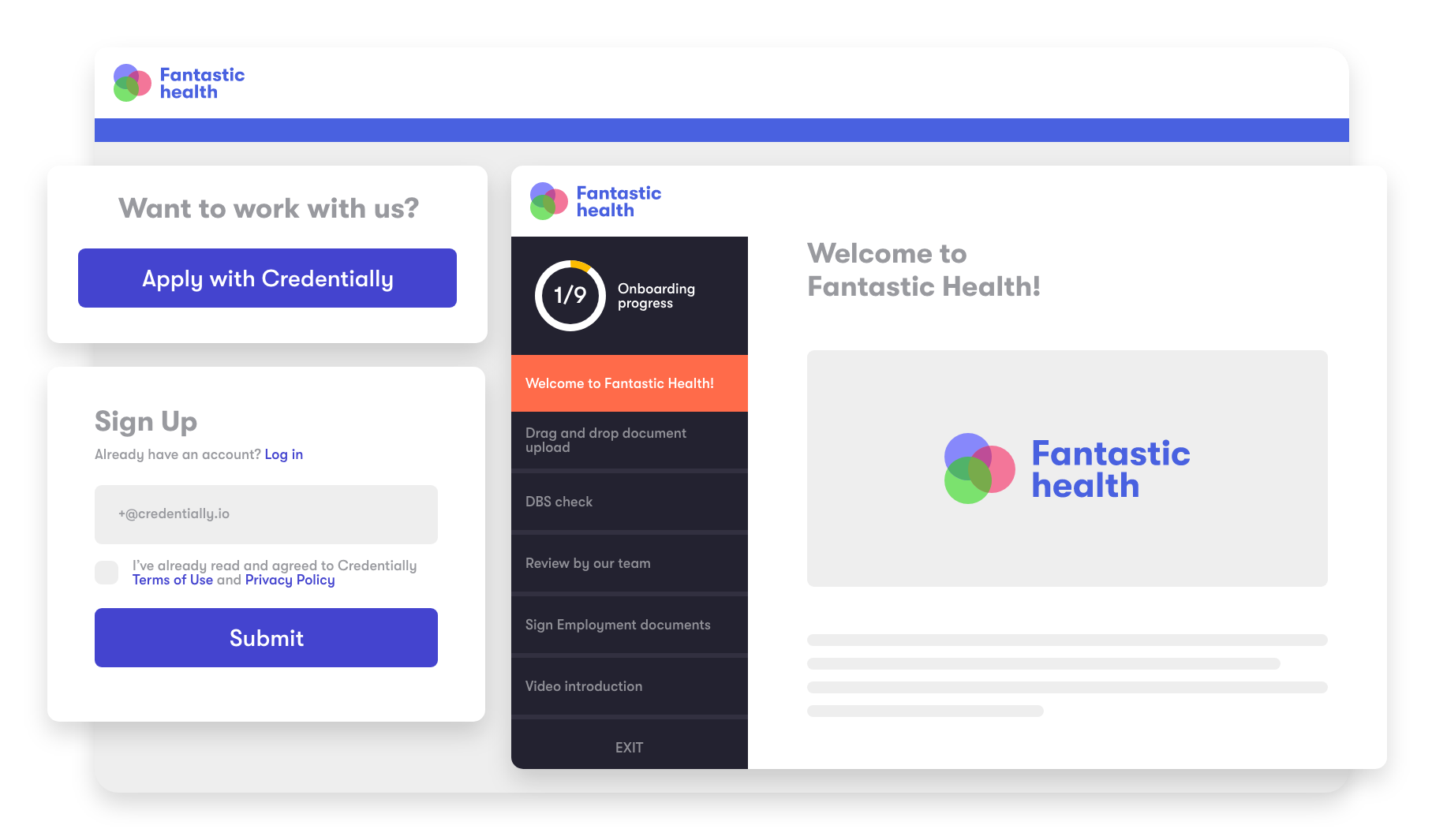 Credentially screenshot: Seamless, user friendly  candidate experience