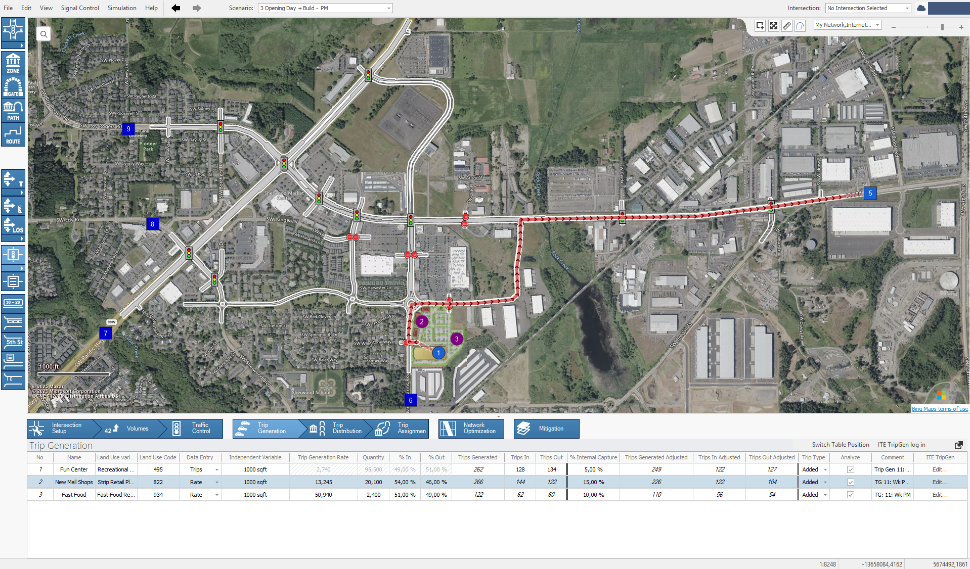 PTV Vistro screenshot: PTV Vistro trip generation site