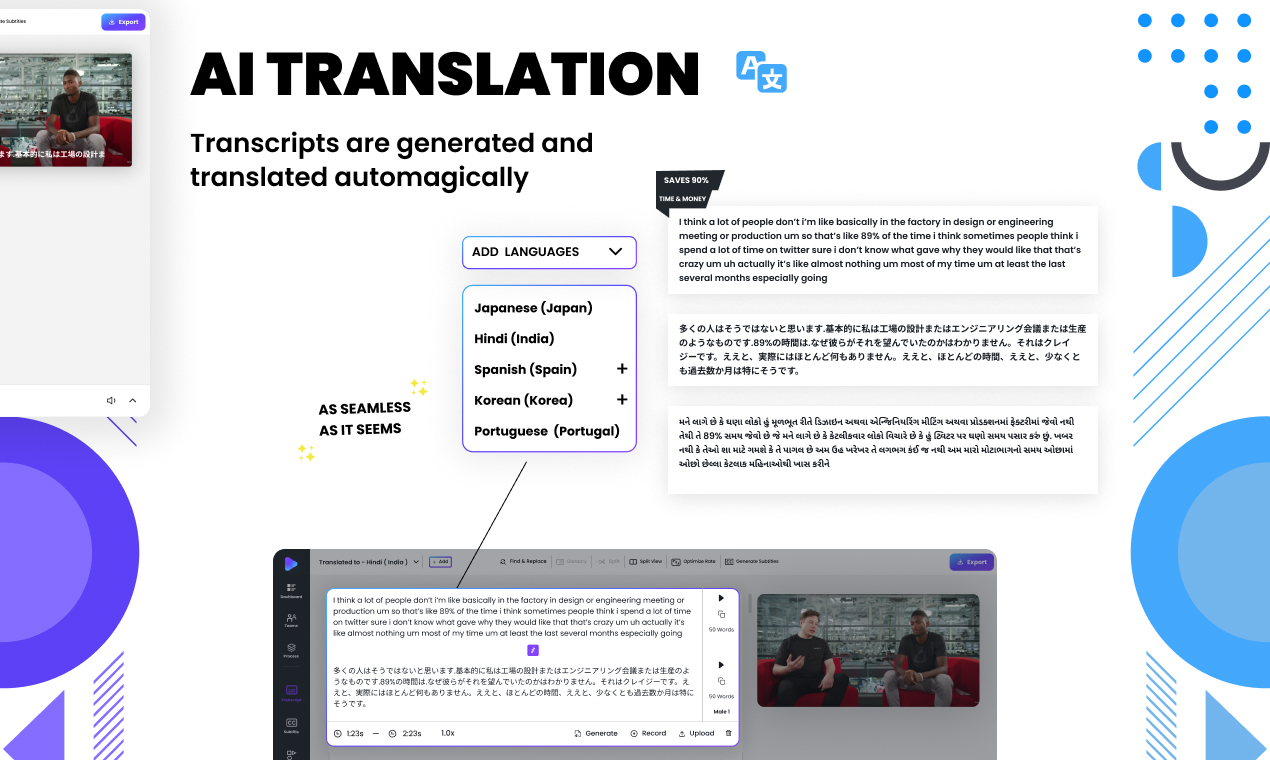 Transcripts are generated and translated automagically.
