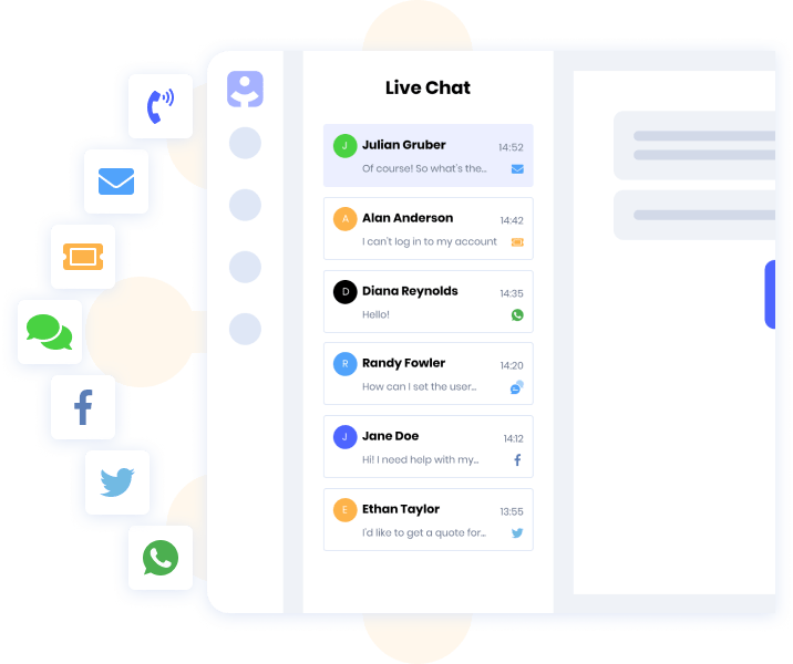 Feature-rich omnichannel customer support. Manage all your support channels on a single dashboard. Convert incoming emails to tickets, set up a live chat system or chatbot or chatbots, create a help center for self-service support.
