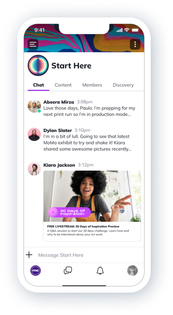 Mighty Pro Software - Offering chat on your own apps is a dynamic experience with beautiful embeds and GIFs. It’s easy for your members to connect in real-time when you include chat as a feature in a Space. Keep it casual or use it as part of a cohort-based course.