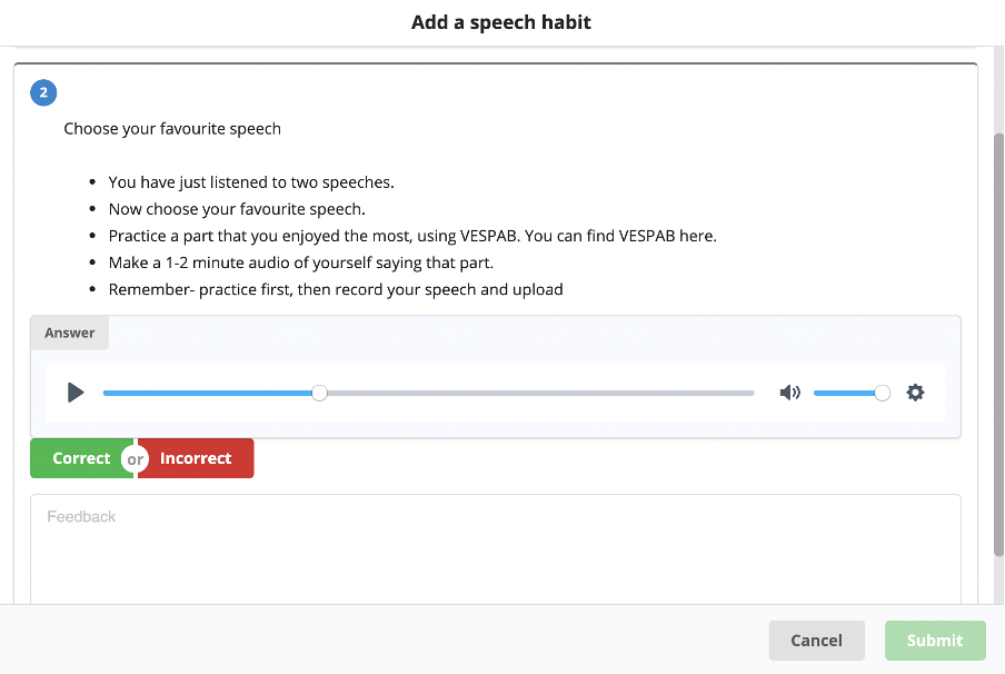 My Learning Hub Software - Audio answers
