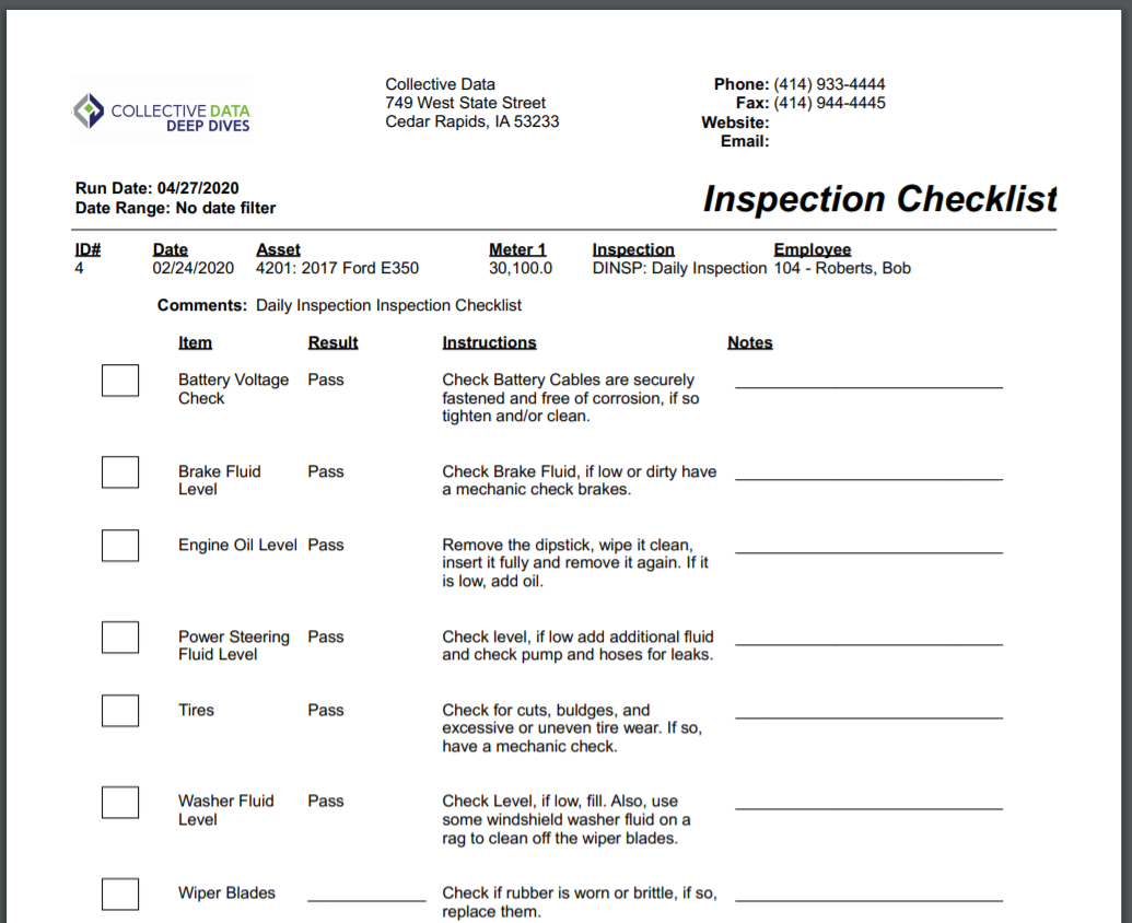 collectiveQuartermaster inspection checklist