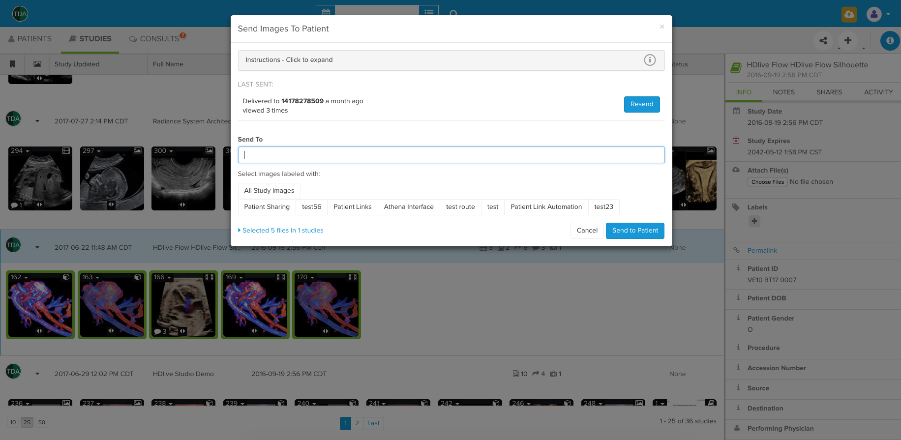 Share images and study data with patients and colleagues