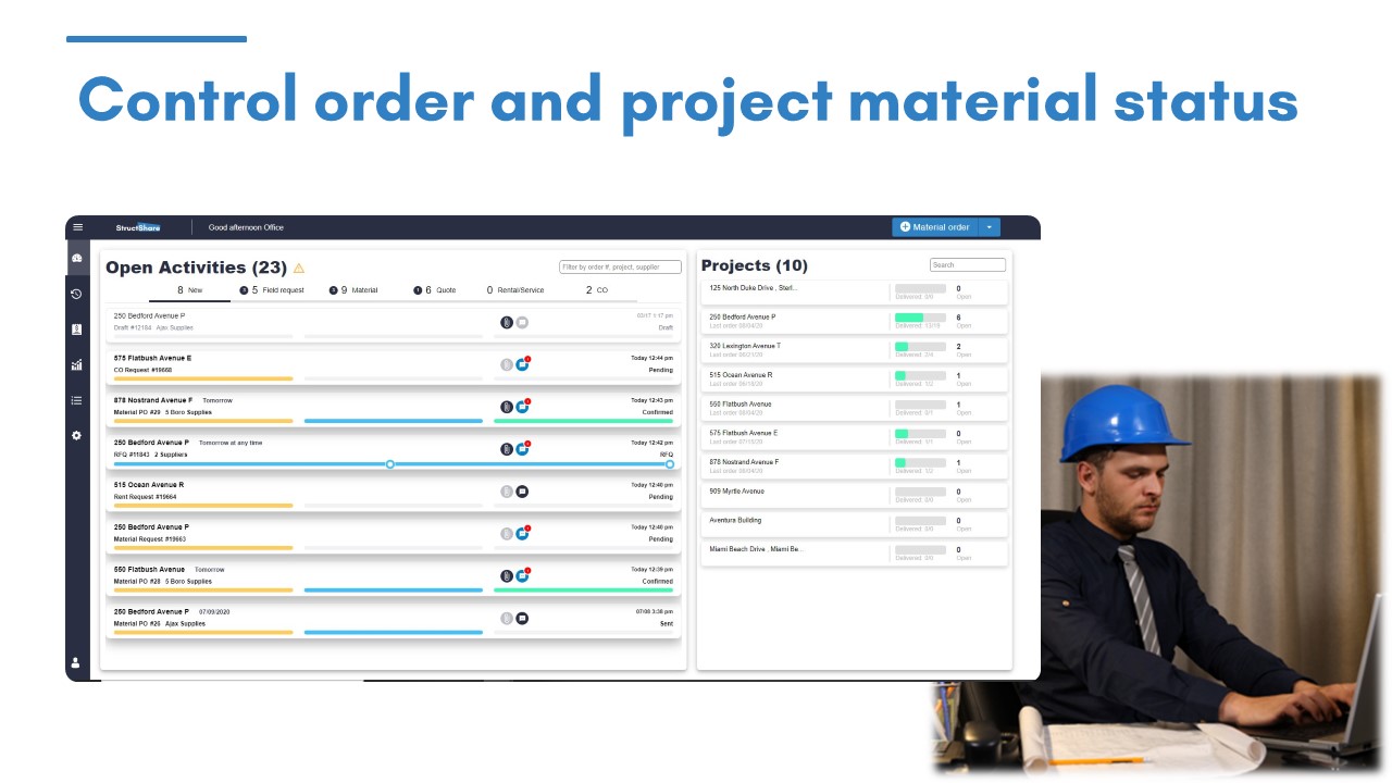 Control order and project material status