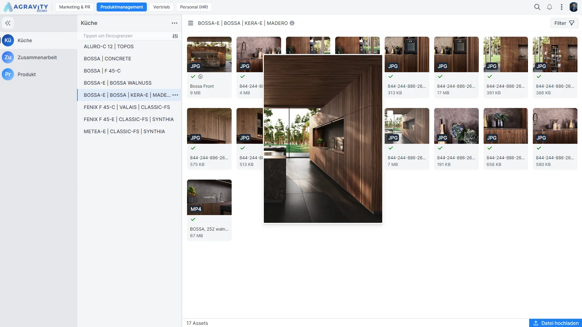 Agravity GlobalDAM screenshot: Agravity GlobalDAM assets gallery