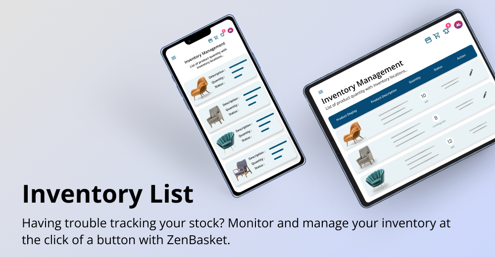 ZenBasket allows you to easily keep track of and manage your inventory, and stay informed about low stock levels by receiving low-stock alert emails that let you update inventory counts.