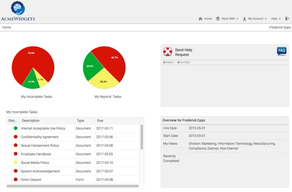 OnboardCentric Software - Employee onboarding dashboard