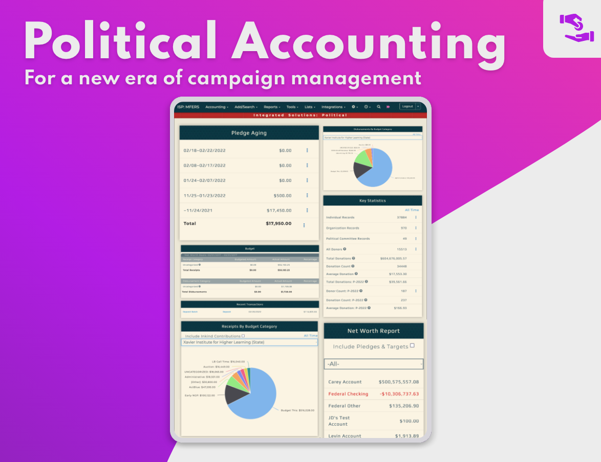 ISPolitical Software - Imagine hassle-free accounting software custom-tailored for political organizations. Welcome to one powerful hub for all your financial transactions.