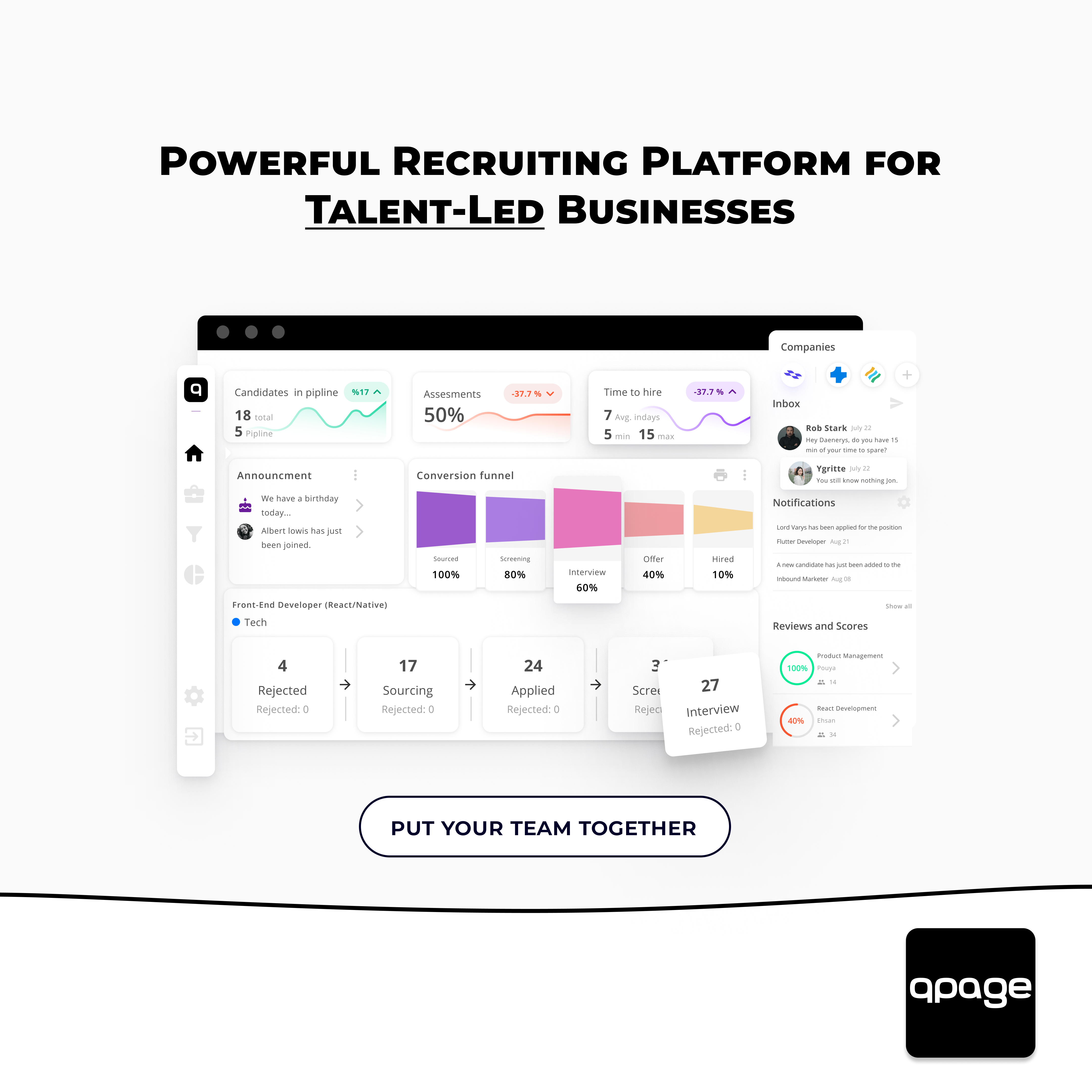 QPage screenshot: Main Dashboard