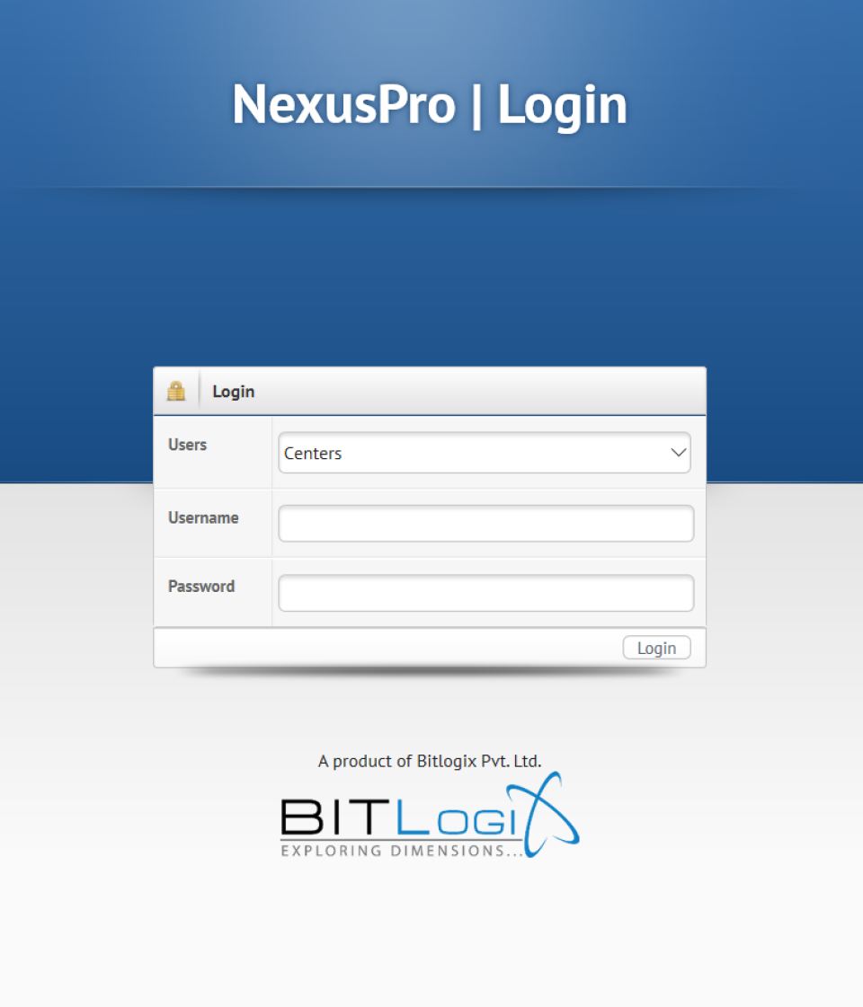 NEXUS Pro Software - Web Login Scree