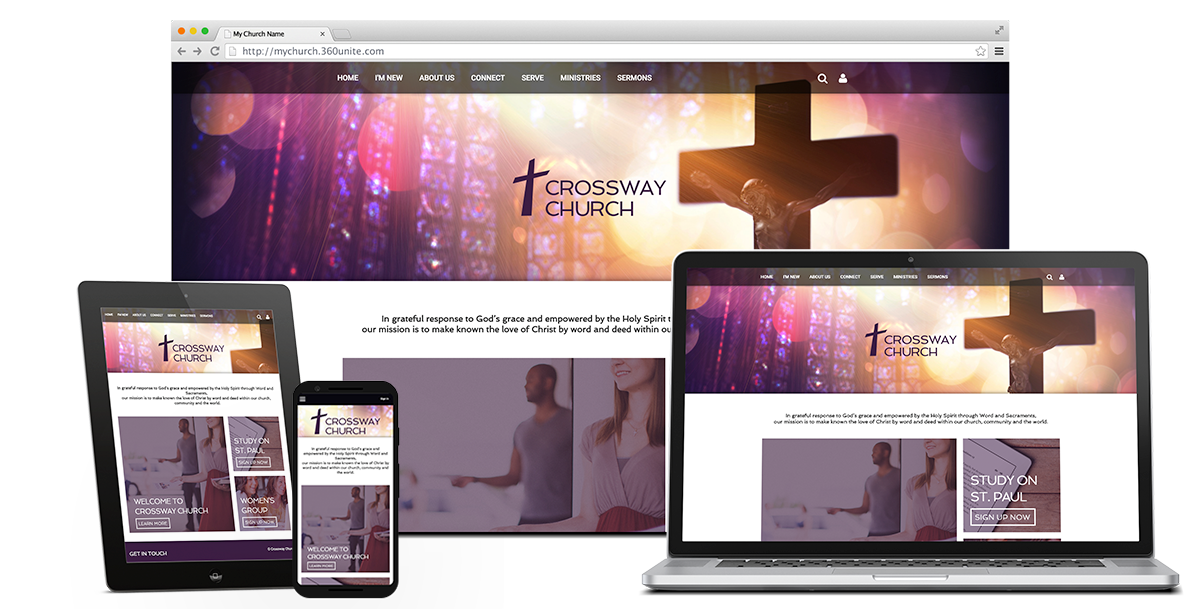 Church360° Unite screenshot: Choose from twelve professionally designed, mobile-responsive themes. No coding required! Use predesigned elements to keep content looking consistent. You also can edit the HTML and CSS to create custom headers and scripts.