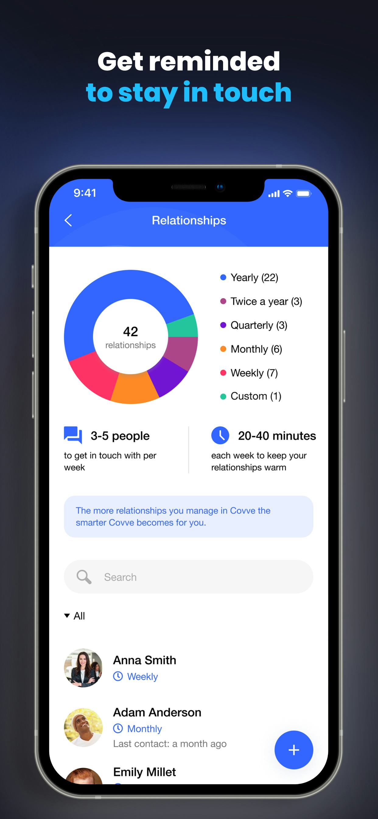 Covve App Software - Never let a relationship go cold. Easily manage your relationships on your phone - no setup required, just download and use.