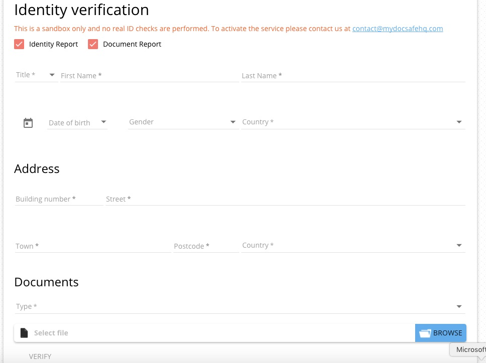 MyDocSafe Software - Identity verification