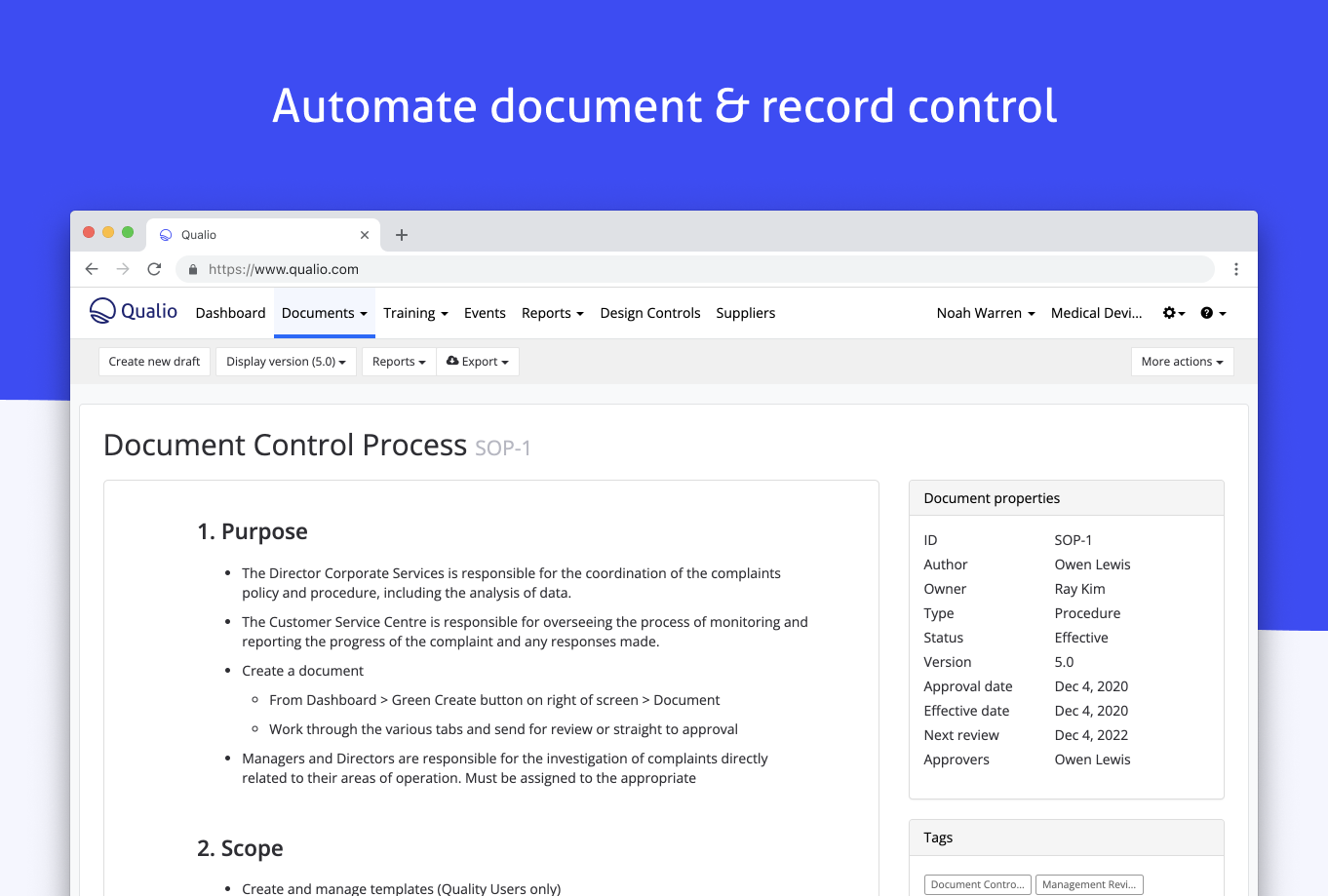 Qualio Software - Automate document & record control