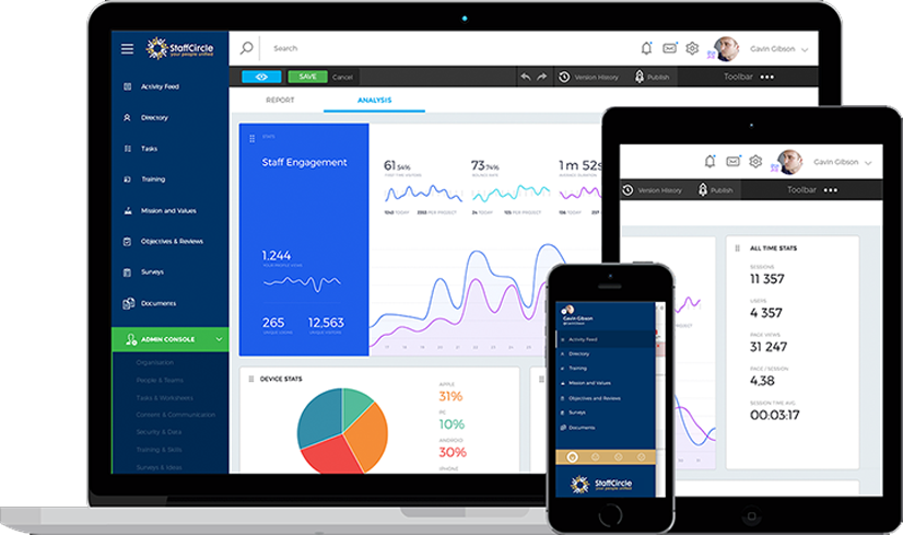 StaffCircle is a staff engagement platform which digitizes sentiment, awards, communication, training, ideas, tasks, holidays and directory and delivers it to staff via the smartphone in their pocket