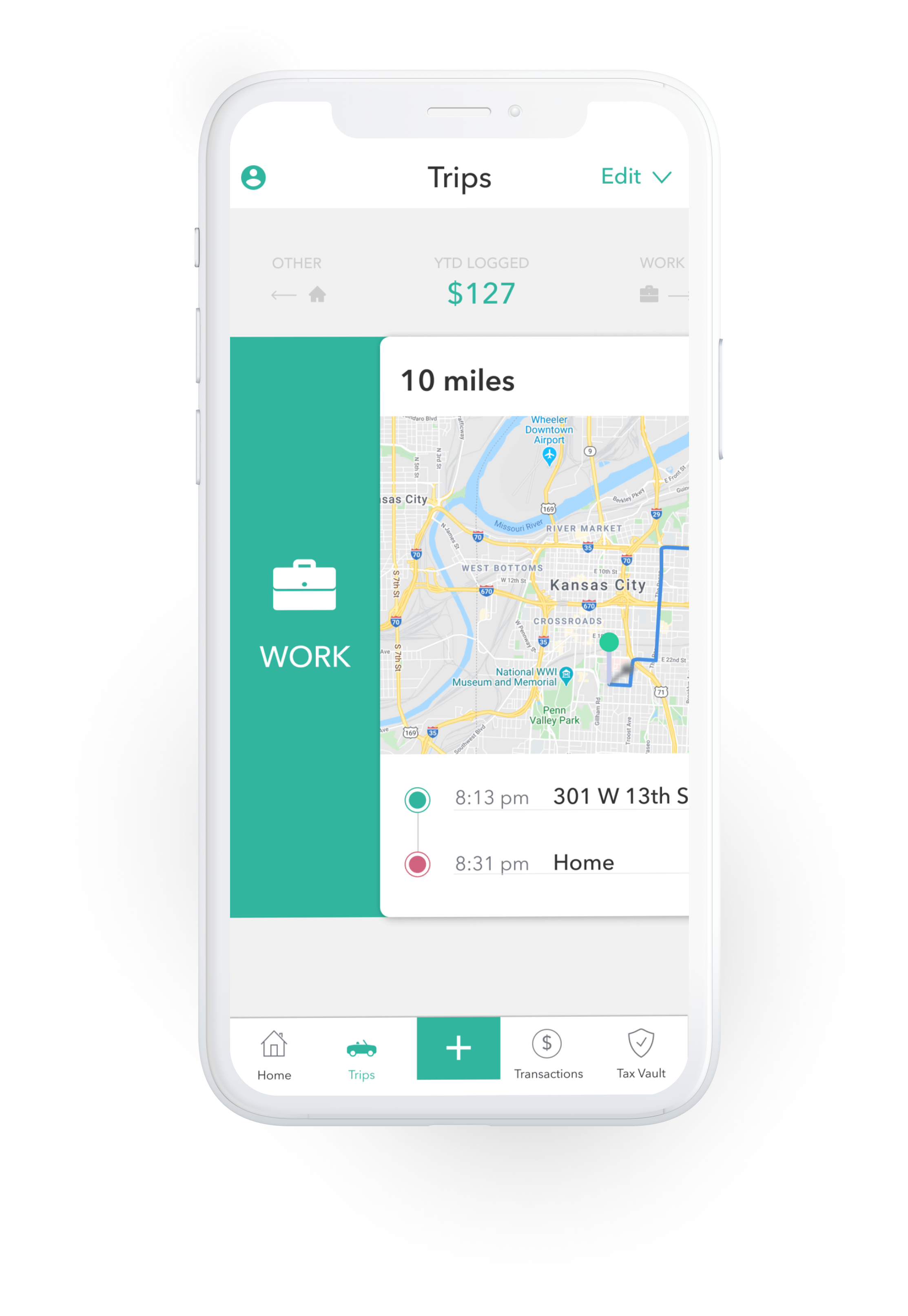 Swipe to classify a trip as work-related (or personal)