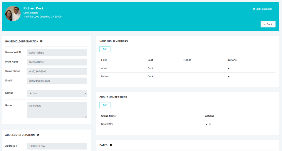 FlockBase Software - FlockBase household record