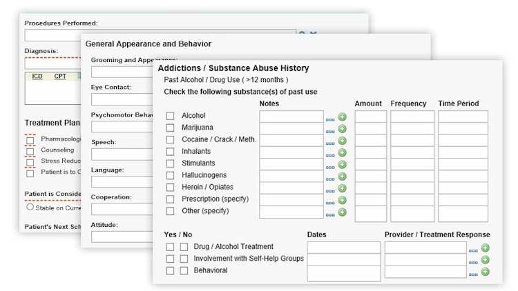 AdvancedMD for Mental Health screenshot: More than 40 templates are included and can be customized to meet each practice's needs