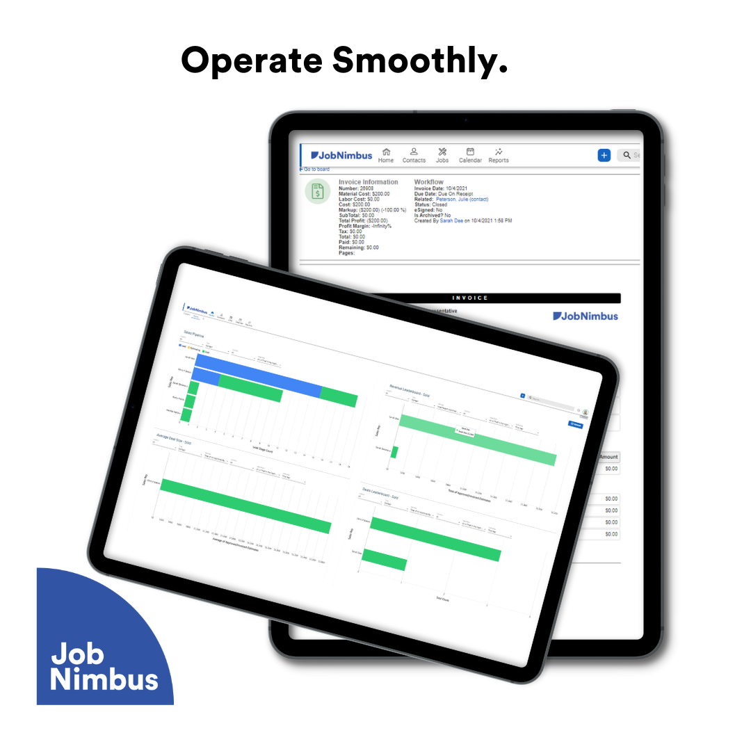 JobNimbus Software - Get visibility into ROI and bottlenecks, so you can be a cut above the competition. JobNimbus is made for roofers, remodelers, painting and fencing contractors in the home exteriors space