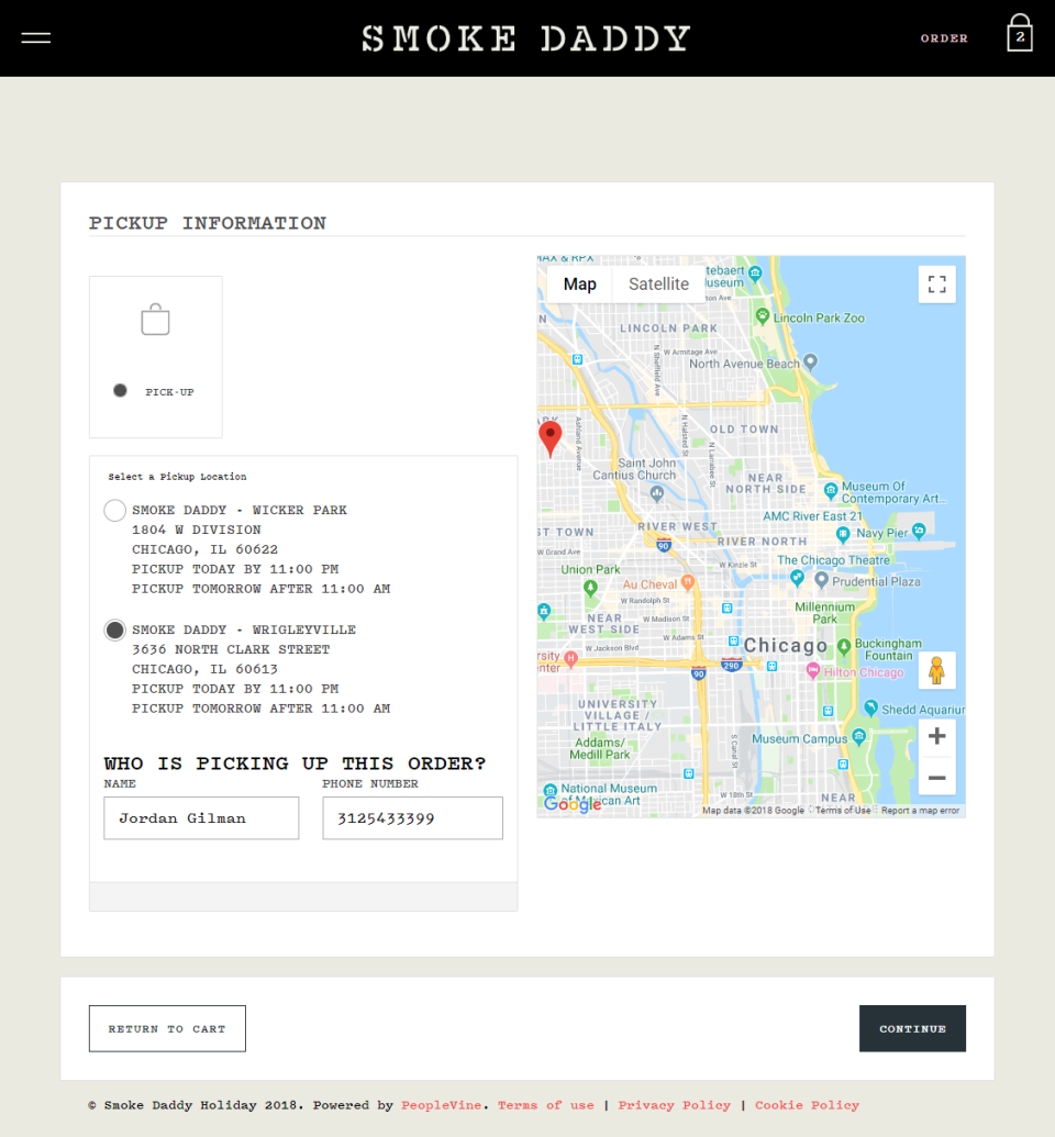 PeopleVine pickup details