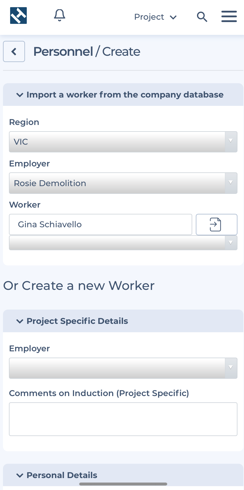 HammerTech Software - Mobile Orientations to speed-up worker on-boarding with ability to complete prior to arriving on-site or import existing worker profile.