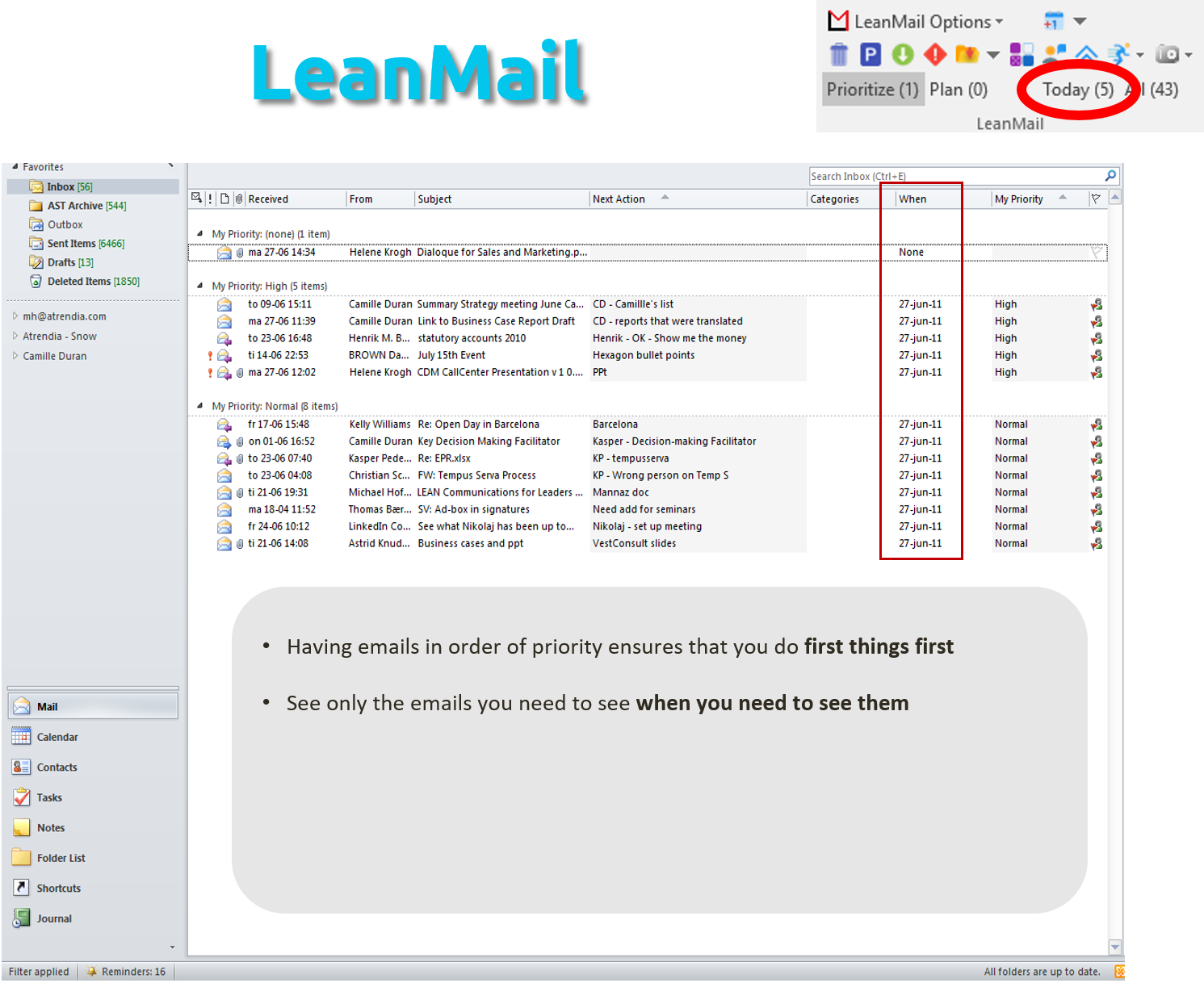 LeanMail Plan Dashboard - Due dates