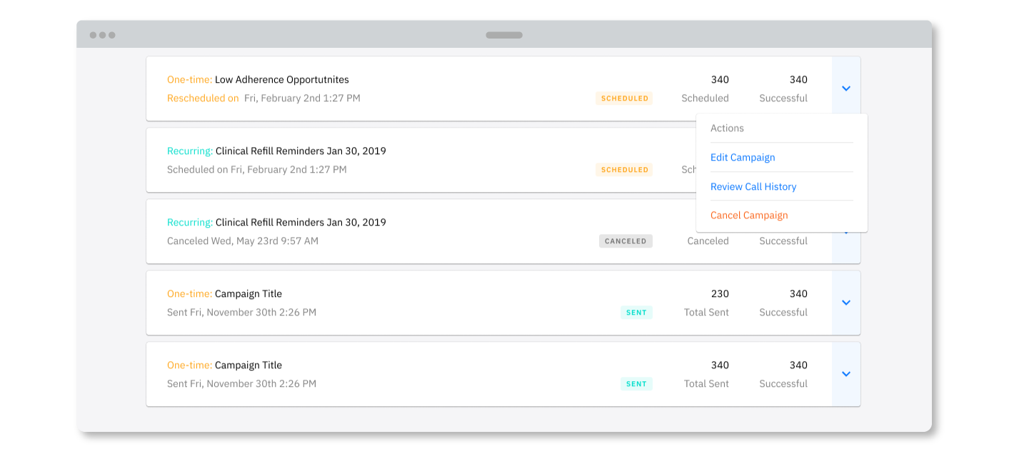 Amplicare screenshot: Amplicare patient campaigns