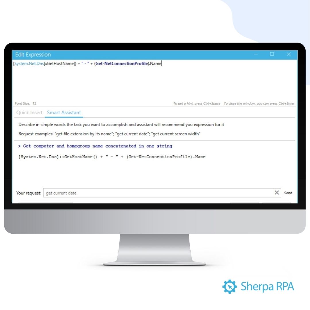 Sherpa RPA screenshot: Sherpa RPA edit expression
