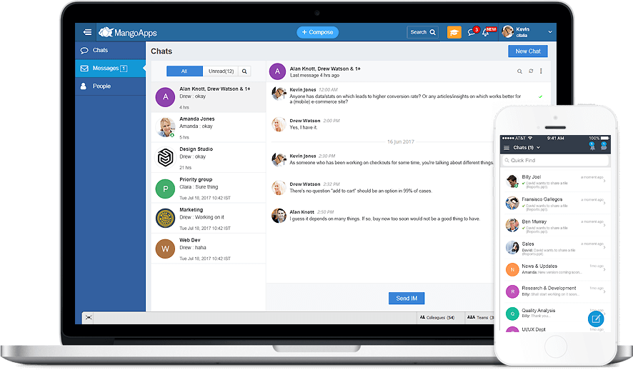 MangoApps Software - MangoApps Enterprise Messaging allows you to Instantly reach everyone in your company, whether you are in the office or out in the field. It works on both your desktop computer and mobile phone making office communication easy and fast.