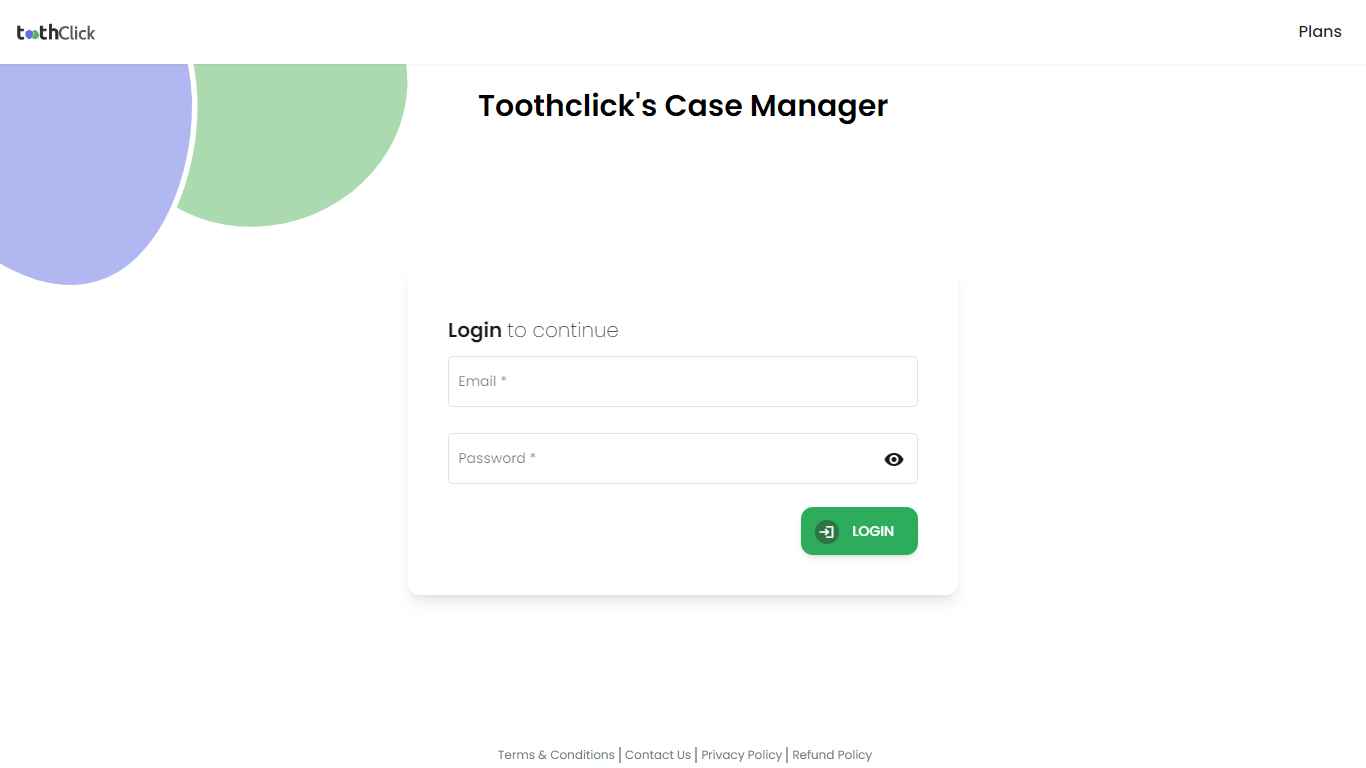 Toothclick login page